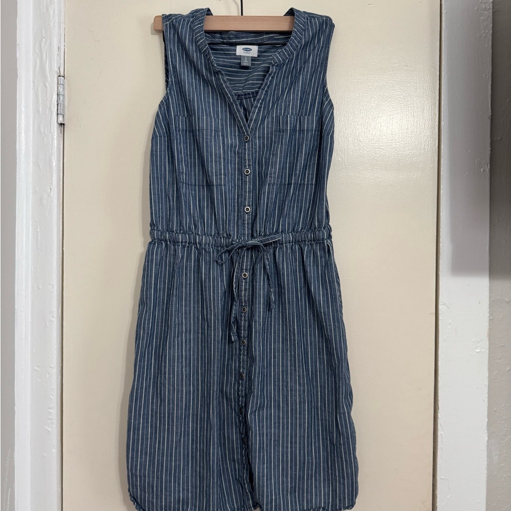 Old Navy Blue Pinstripe Midi Dress